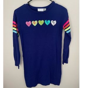 The Childrens Place Electric Violet Dress with Rainbow Sequin Hearts